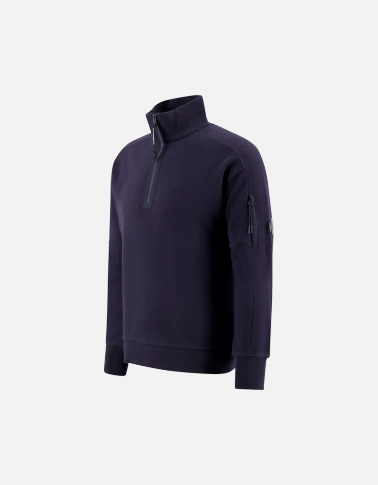 Cotton Lens Logo Quarter Zip Navy Sweatshirt