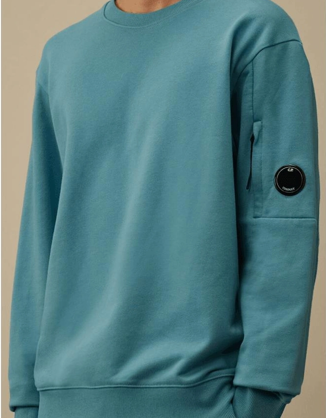 Cotton Lens Logo Crew Neck Turqoise Sweatshirt