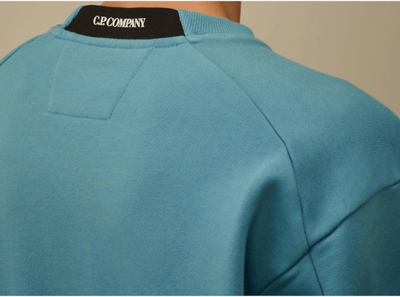 Cotton Lens Logo Crew Neck Turqoise Sweatshirt