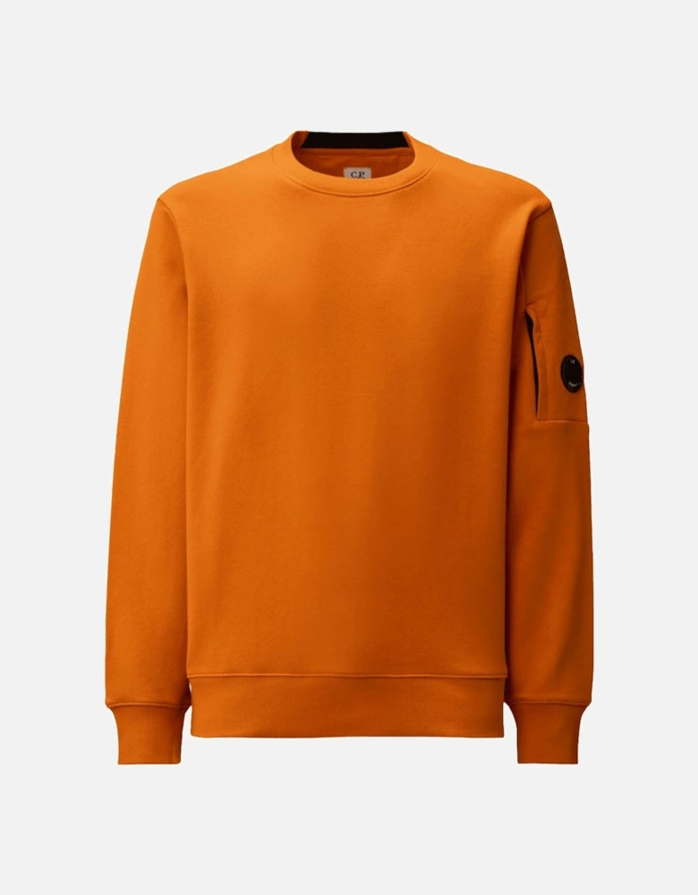 Cotton Lens Logo Crew Neck Orange Sweatshirt