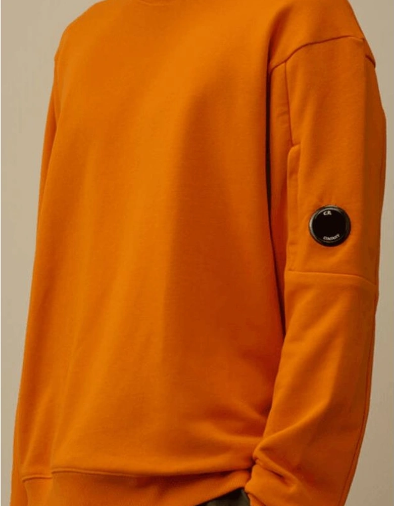 Cotton Lens Logo Crew Neck Orange Sweatshirt