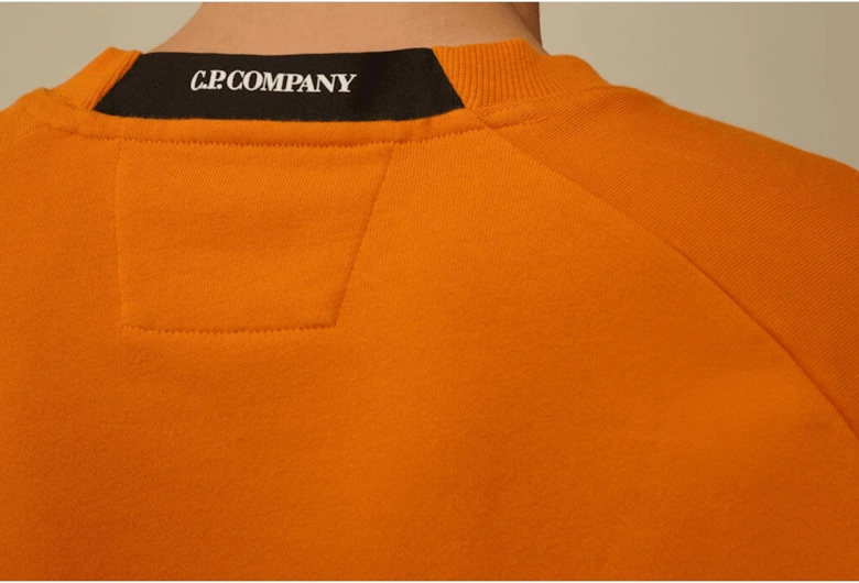 Cotton Lens Logo Crew Neck Orange Sweatshirt