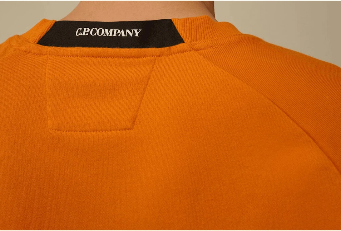 Cotton Lens Logo Crew Neck Orange Sweatshirt