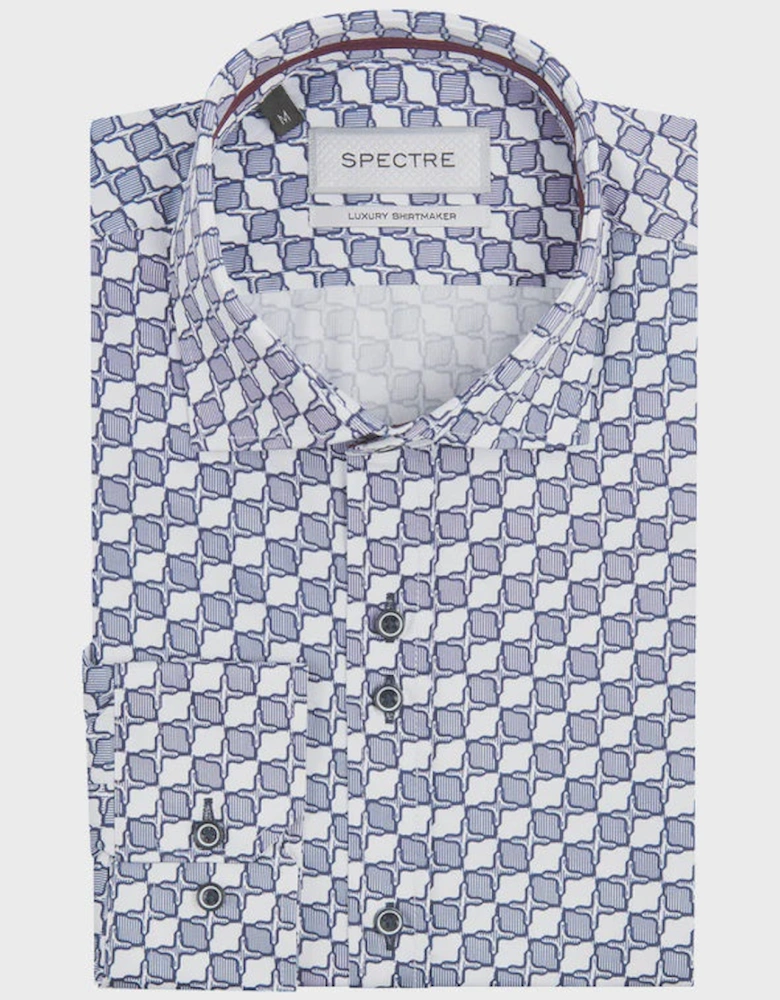 Ronnie Geometric Print Luxury Shirt - White/ Blue