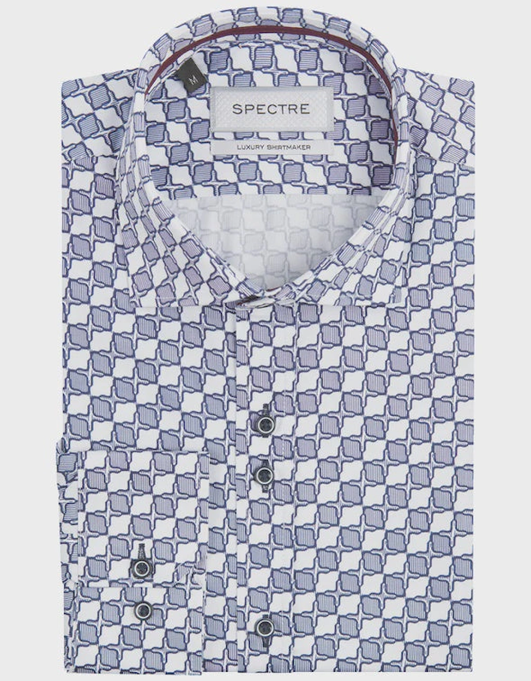 Ronnie Geometric Print Luxury Shirt - White/ Blue, 2 of 1
