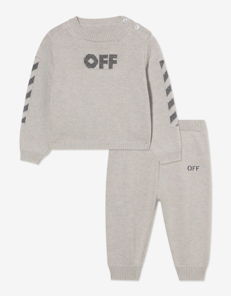 Baby Boys Off Diagonal Tracksuit in Grey