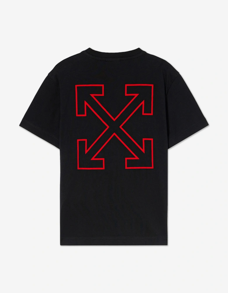 Kids Arrow Outline Flock T-Shirt in Black