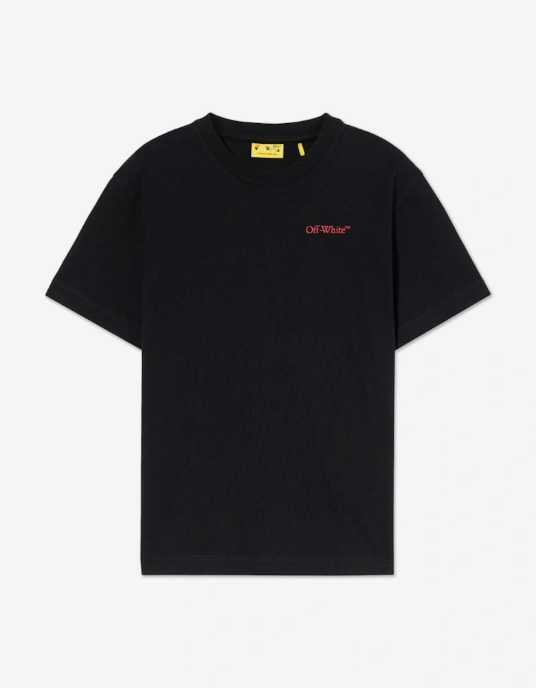 Kids Arrow Outline Flock T-Shirt in Black