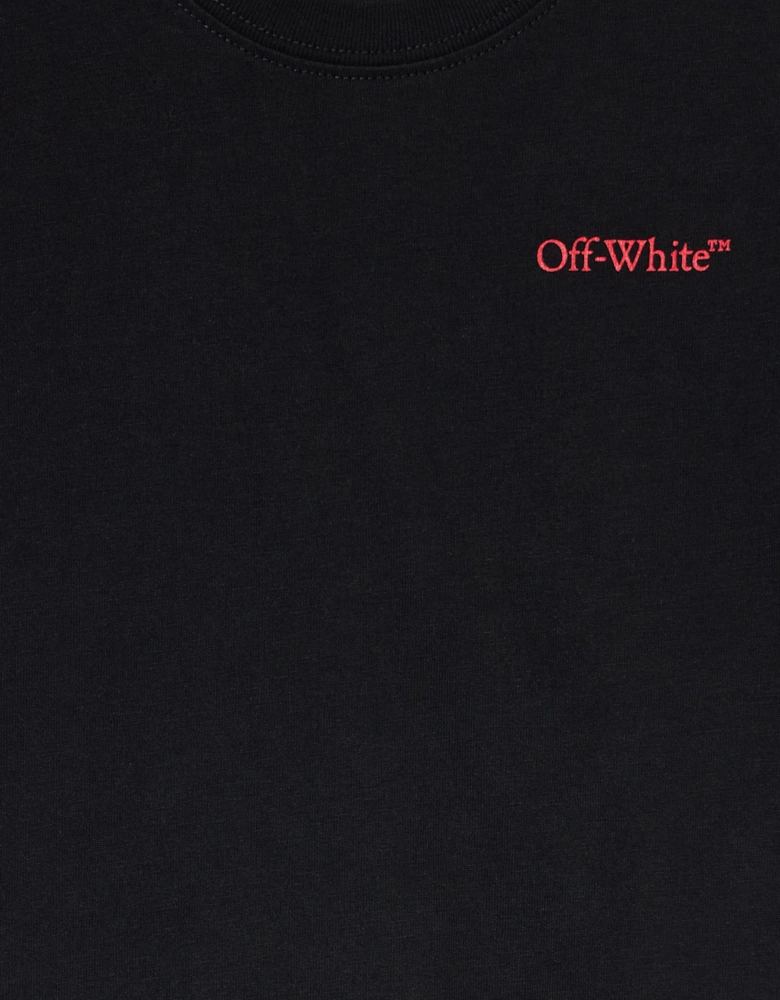 Kids Arrow Outline Flock T-Shirt in Black