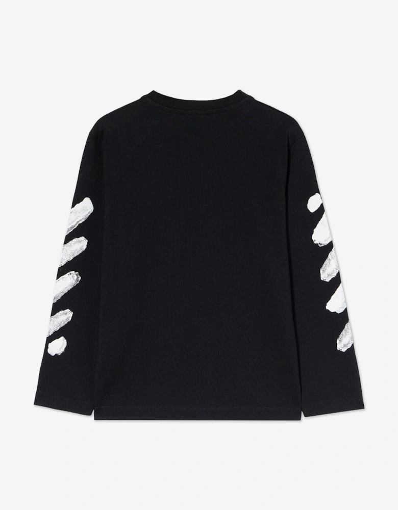 Kids Arrow Sponge Long Sleeve T-Shirt in Black