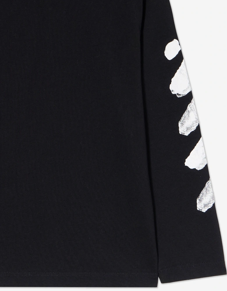 Kids Arrow Sponge Long Sleeve T-Shirt in Black