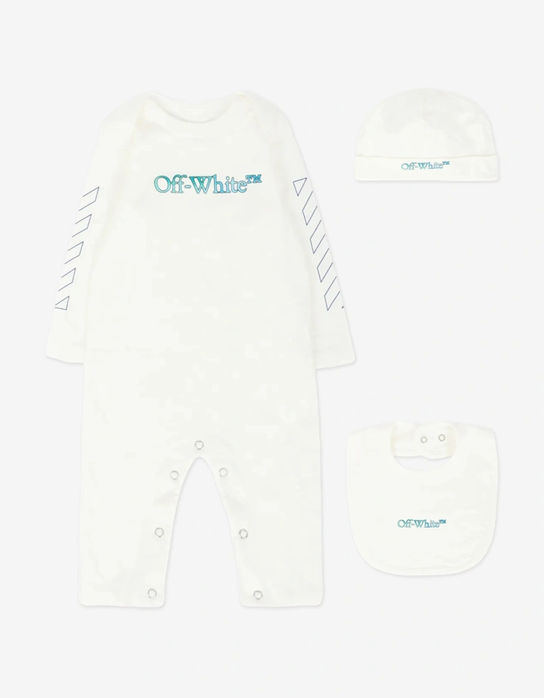 Baby Boys Bookish Watercolour Romper Set in White