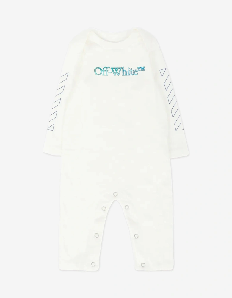 Baby Boys Bookish Watercolour Romper Set in White
