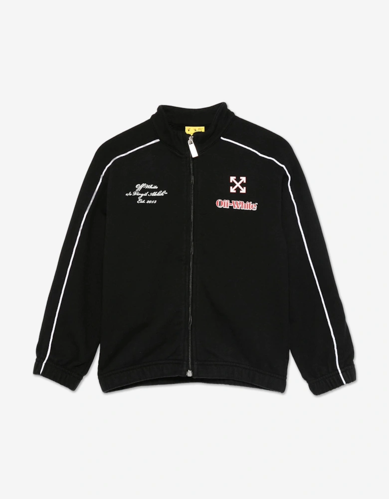 Boys Soccer Track Zip Up Top in Black