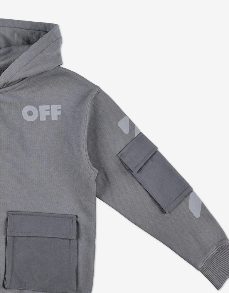 Boys Garment Dyed Cargo Zip Up Top in Grey