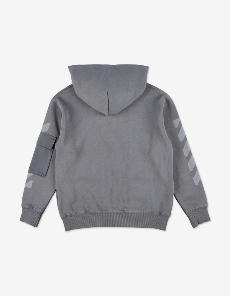 Boys Garment Dyed Cargo Zip Up Top in Grey
