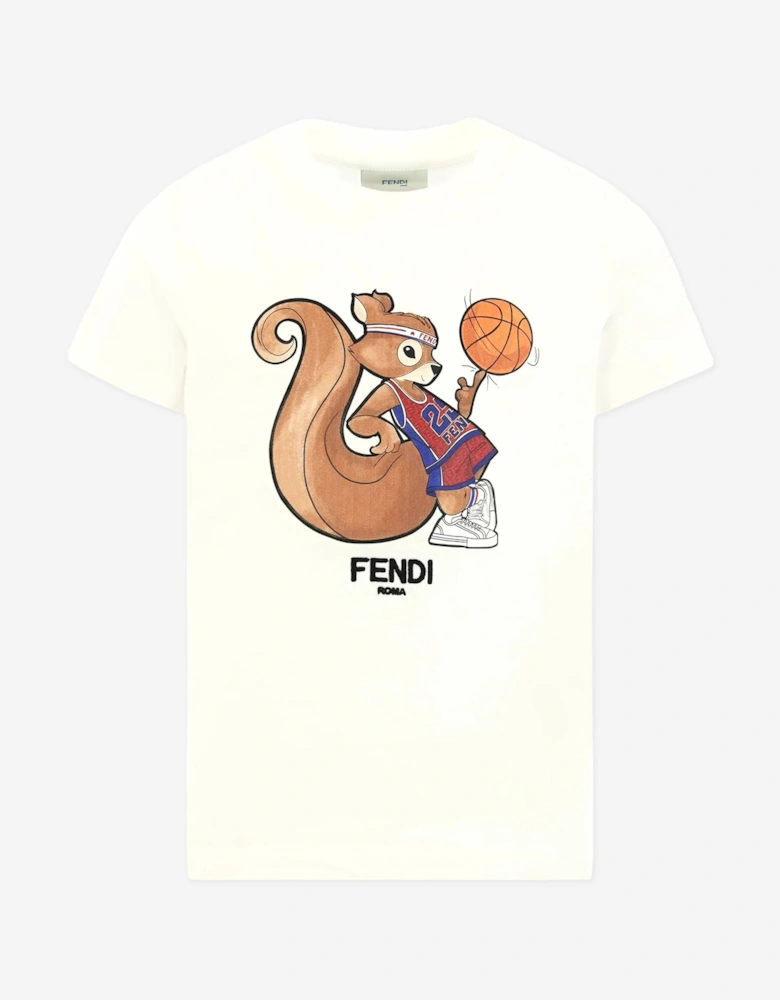 Boys Squirrel T-Shirt in White