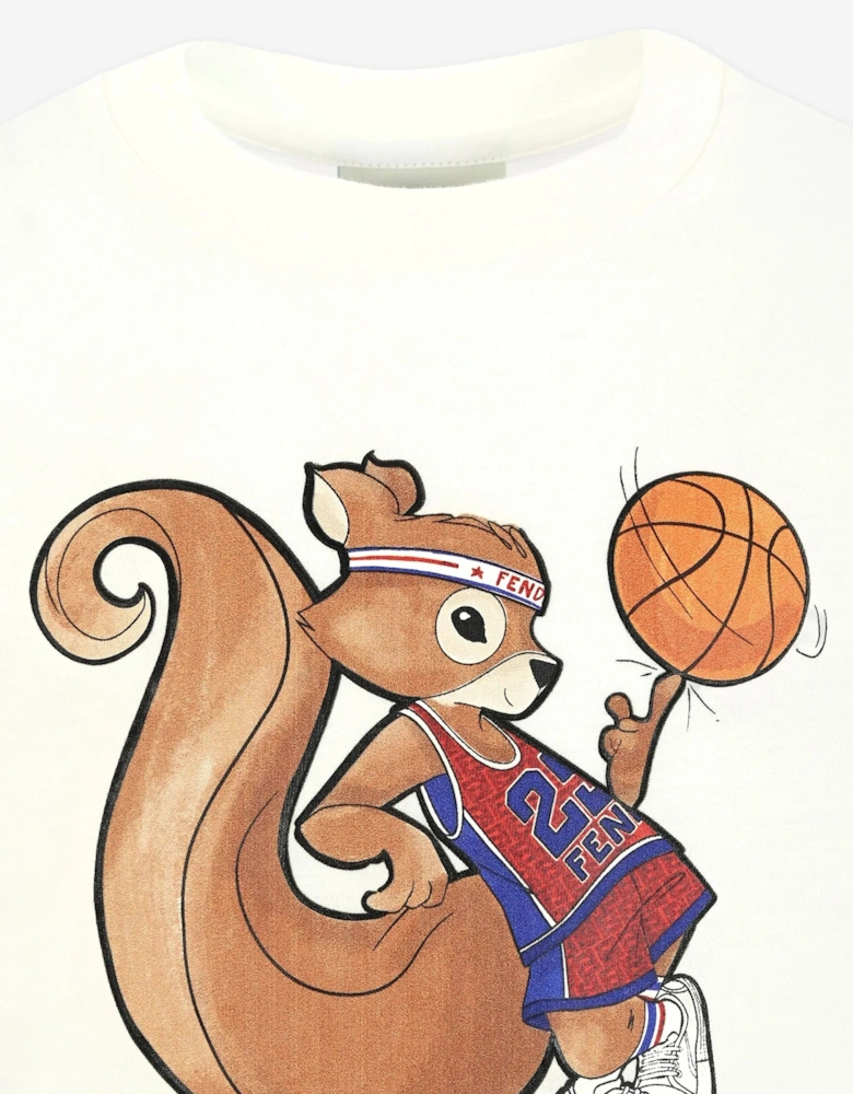 Boys Squirrel T-Shirt in White