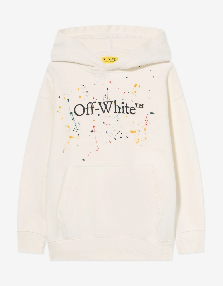 Kids Big Bookish Splat Hoodie in White