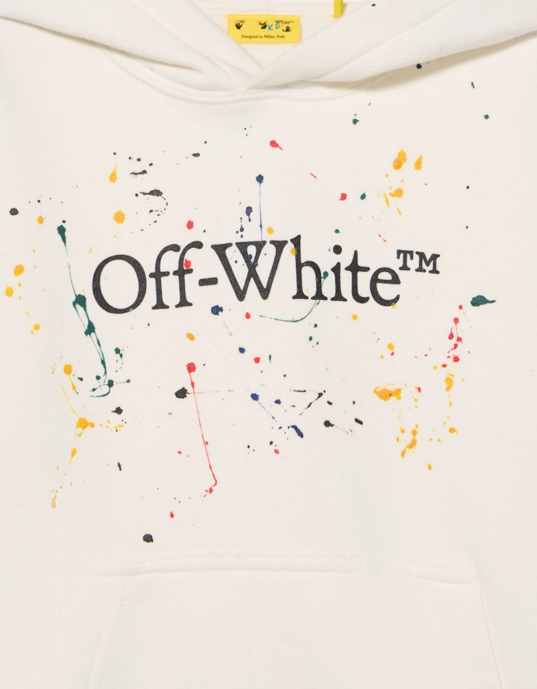 Kids Big Bookish Splat Hoodie in White