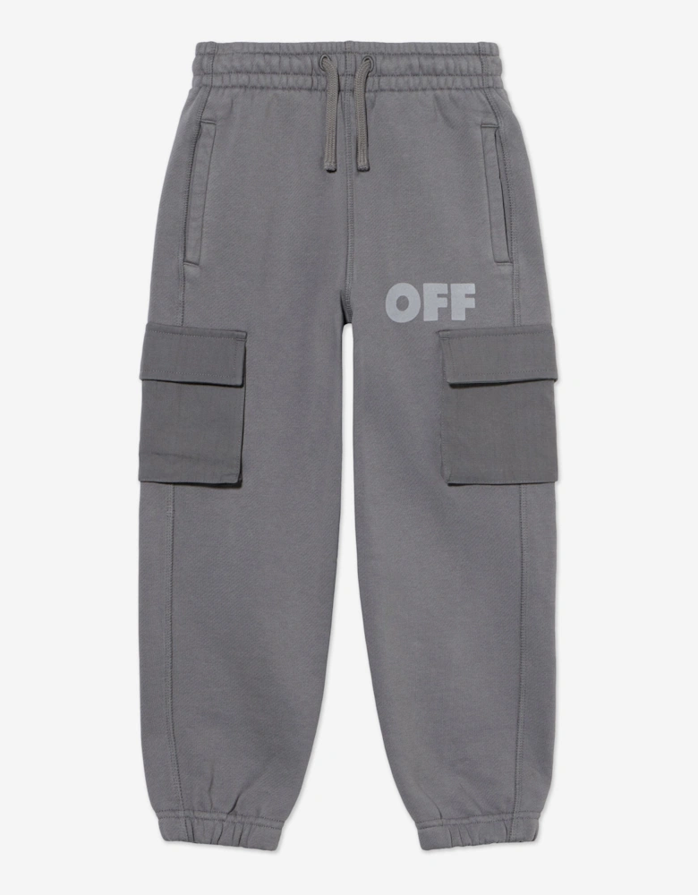 Boys Garment Dyed Cargo Joggers in Grey