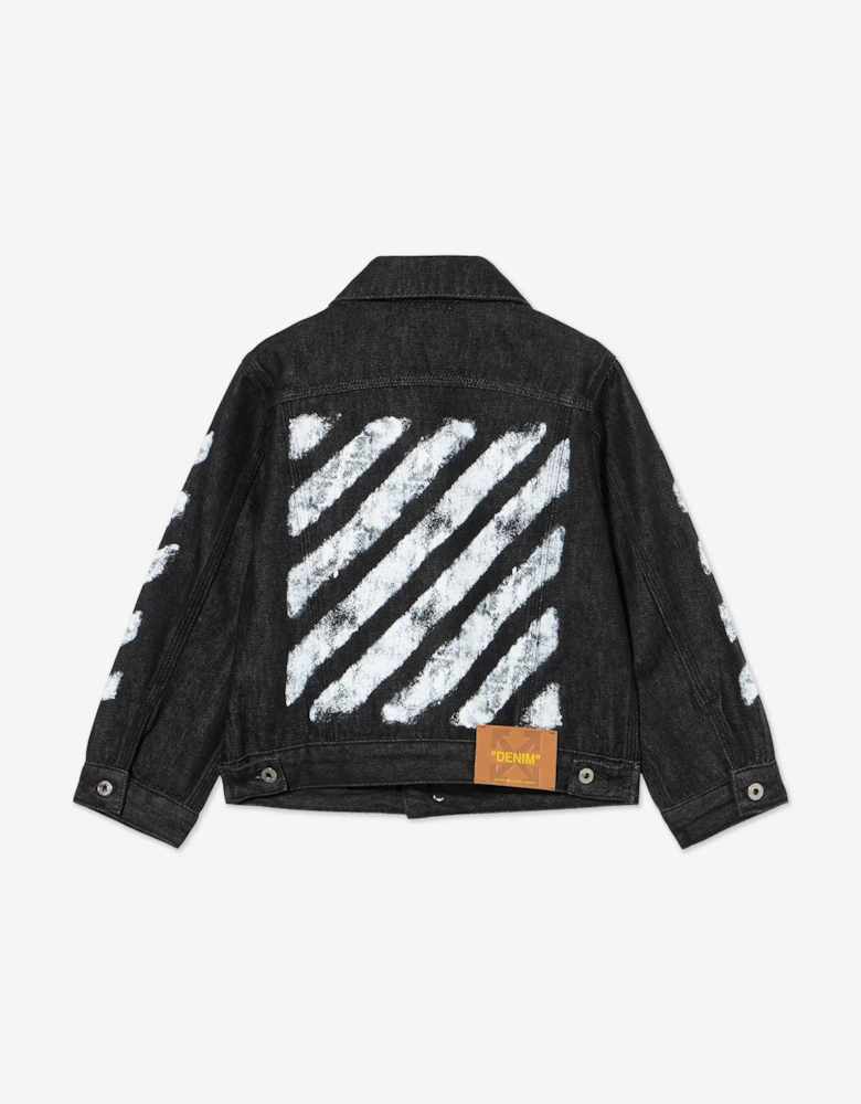Boys Diagonal Sponge Denim Jacket in Black