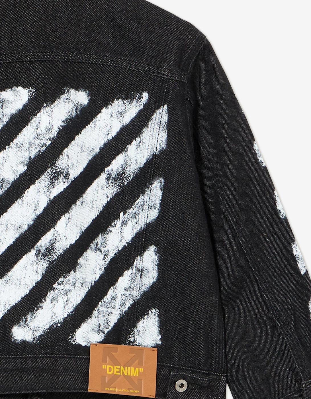 Boys Diagonal Sponge Denim Jacket in Black