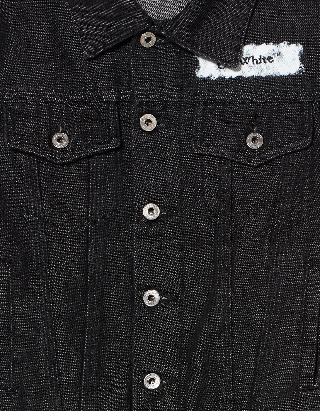 Boys Diagonal Sponge Denim Jacket in Black