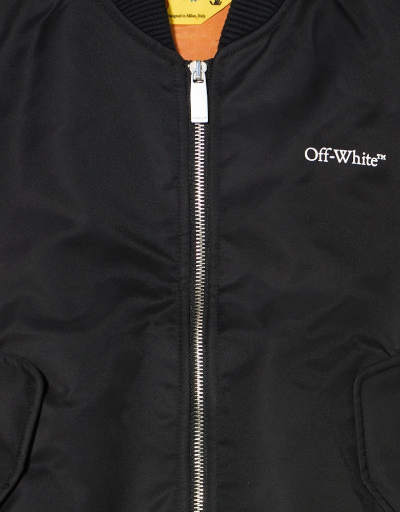 Kids Bookish Diagonal Bomber Jacket in Black