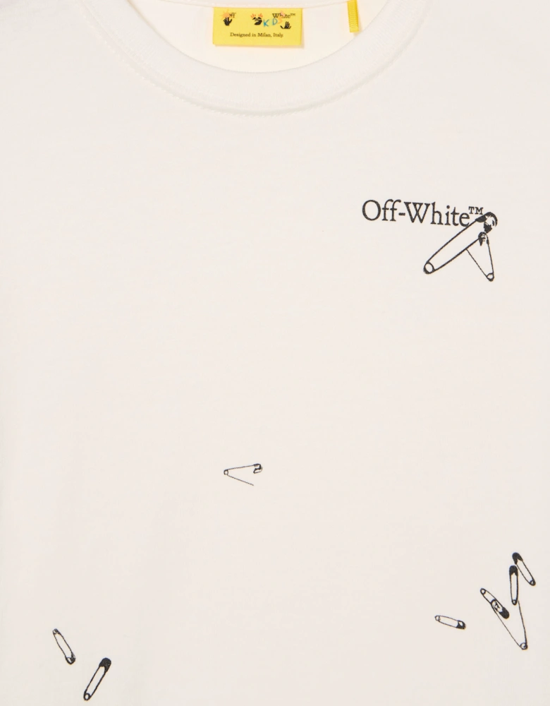 Kids Safety Pins T-Shirt in White