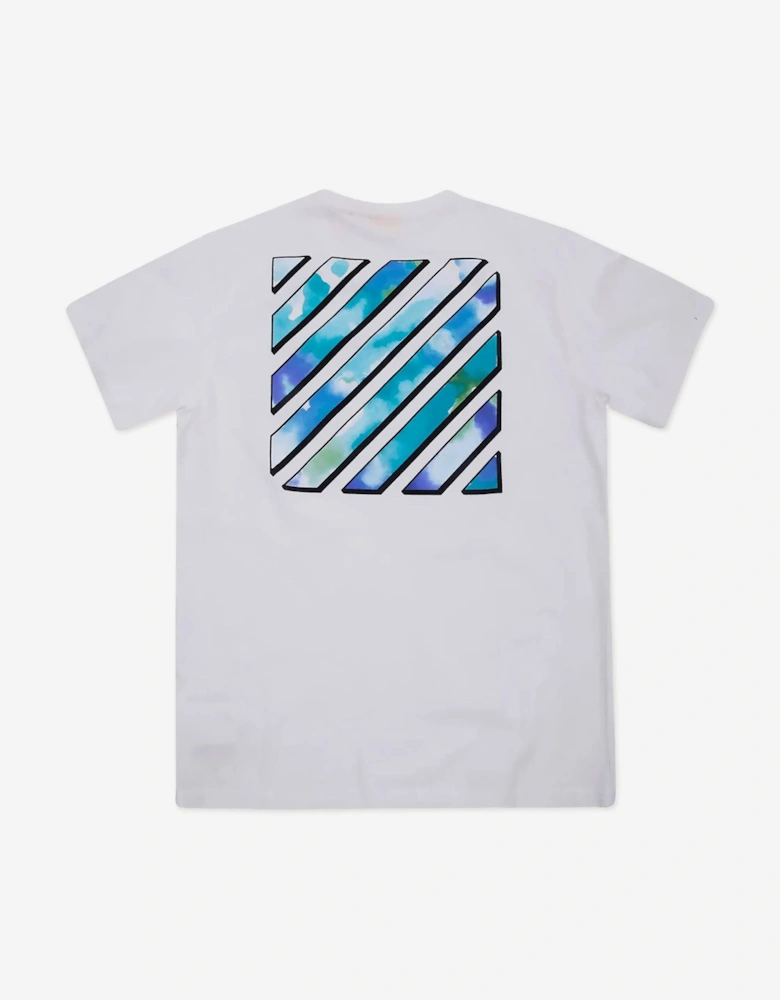 Kids Diagonal Watercolour T-Shirt in White