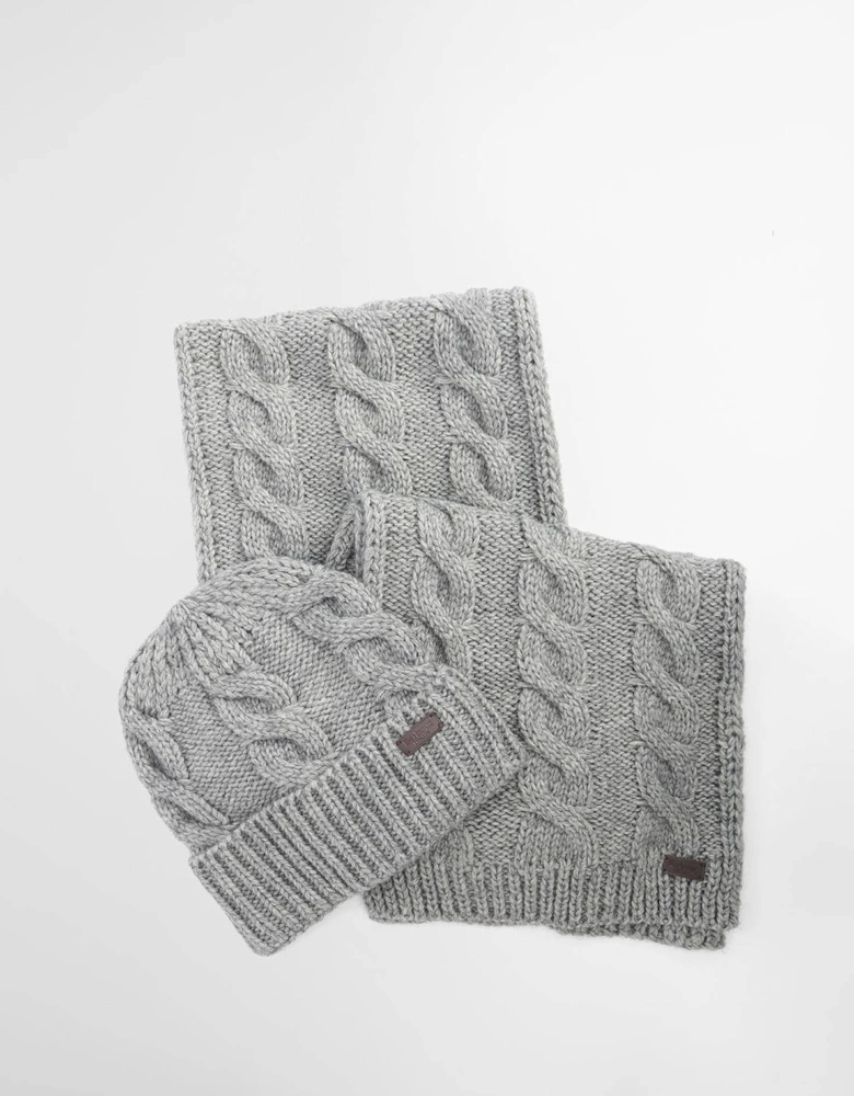 Jesmond Beanie & Scarf Gift Set - Mid Grey