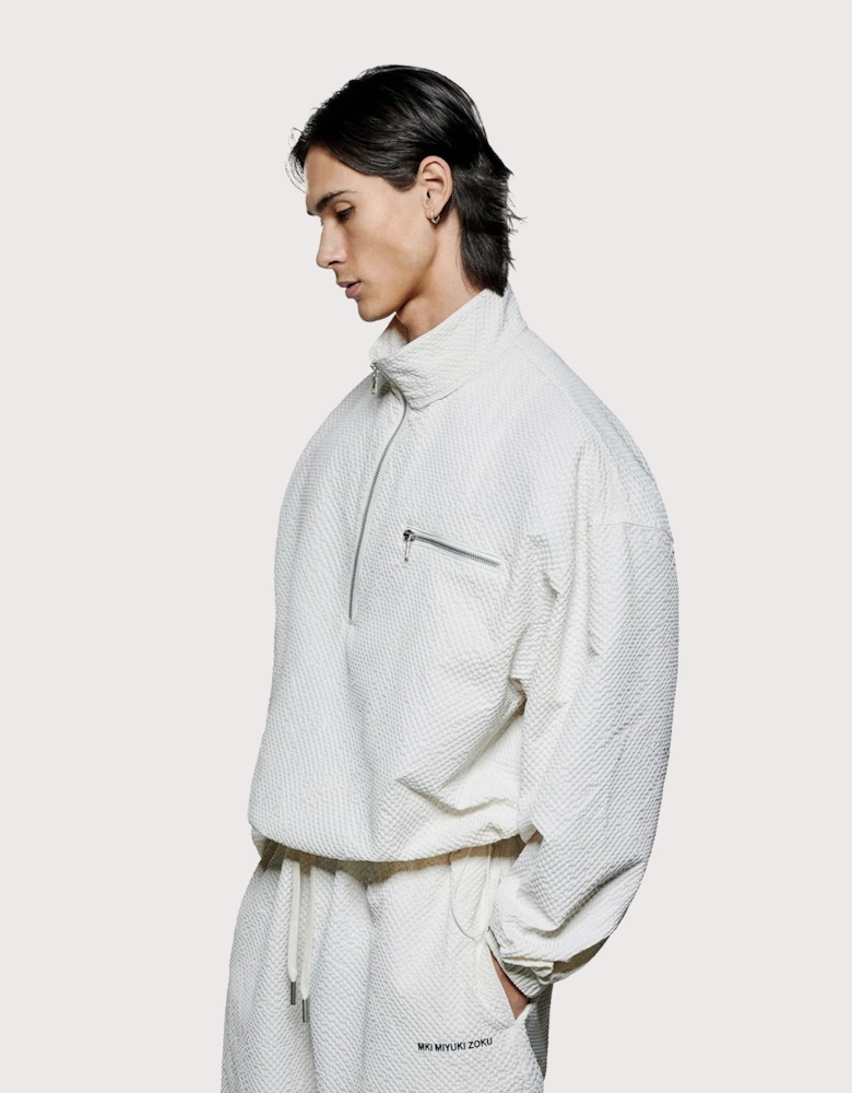 Seersucker Quarter Zip Sweatshirt