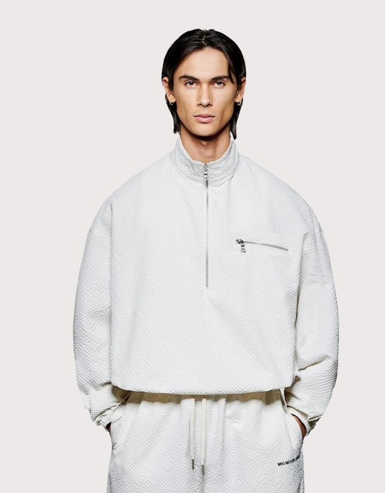 Seersucker Quarter Zip Sweatshirt