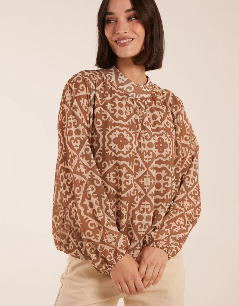 High Neck Baroque Blouse