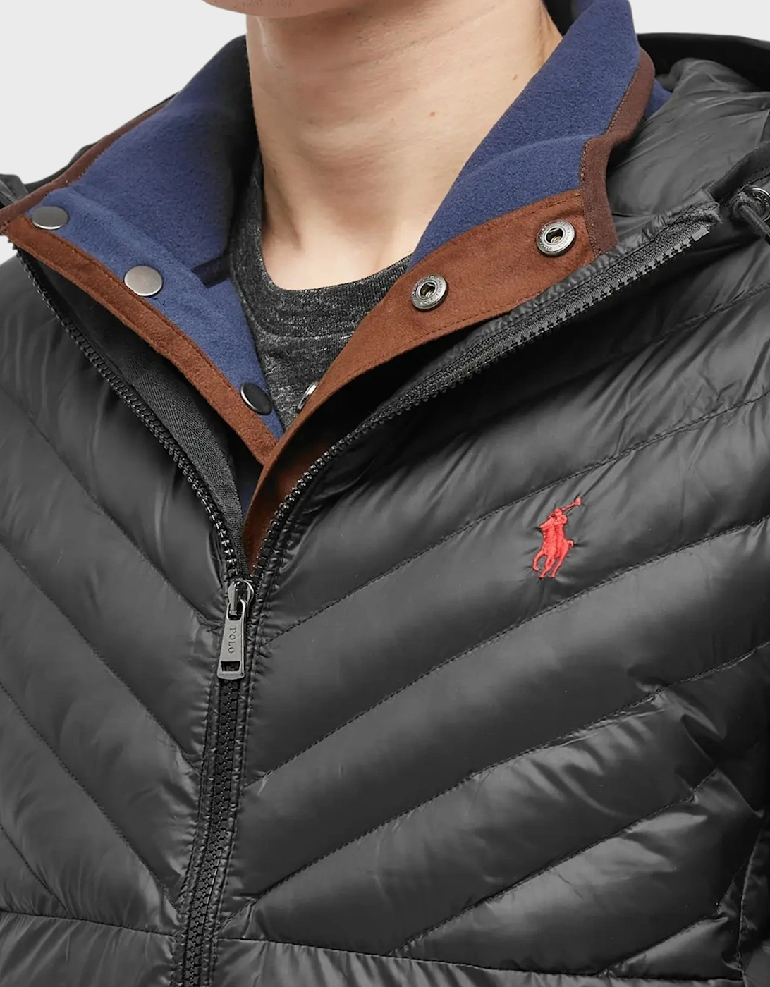 Polo Men's Terra Chevron Insulated Hooded Jacket Polo Black