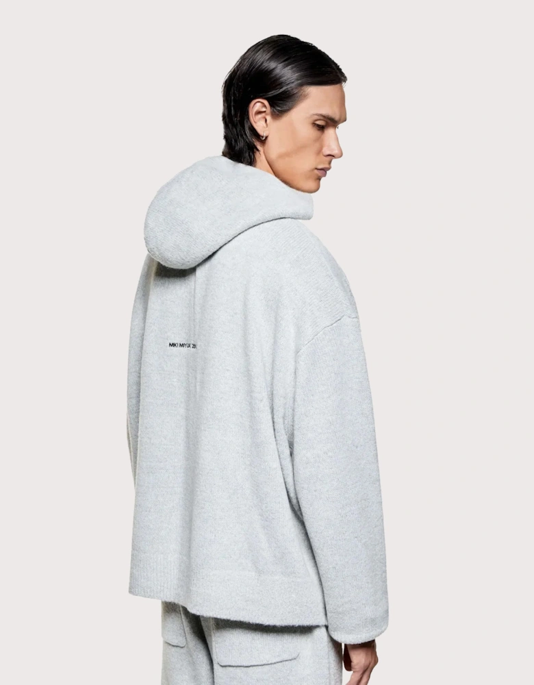 Mohair Blend Knit Zip Through Hoodie