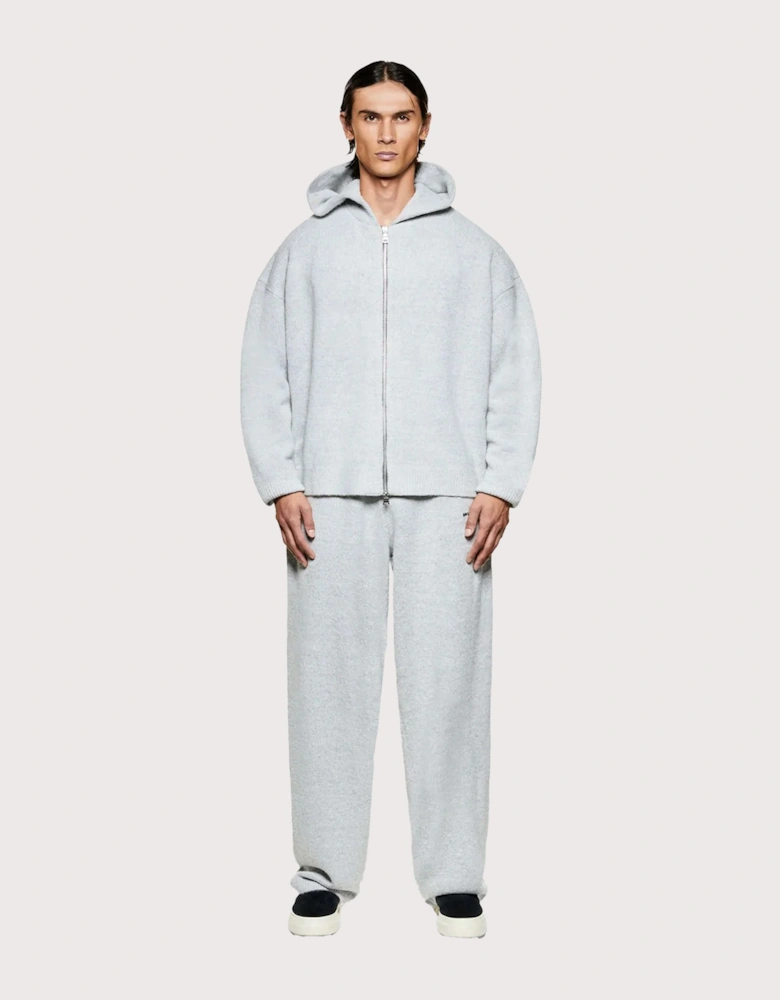 Mohair Blend Knit Zip Through Hoodie