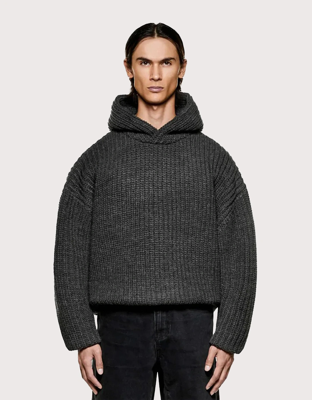 Oversized Chunky Rib Knit Hoodie, 7 of 6