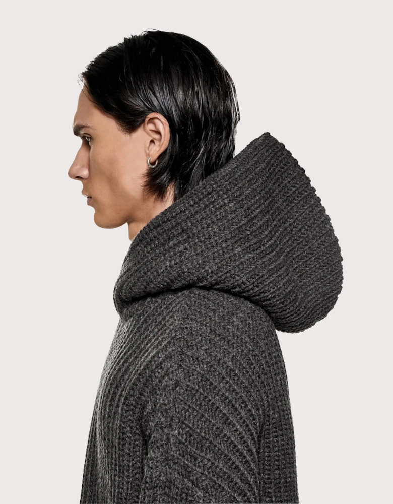 Oversized Chunky Rib Knit Hoodie