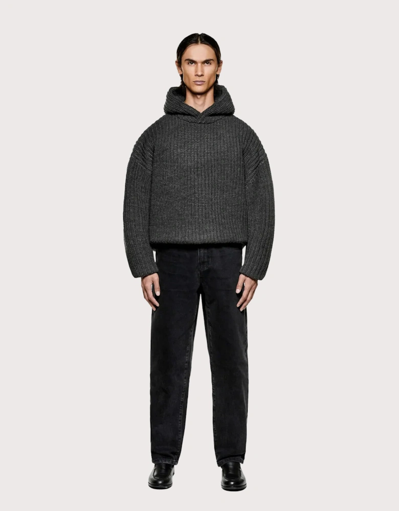 Oversized Chunky Rib Knit Hoodie