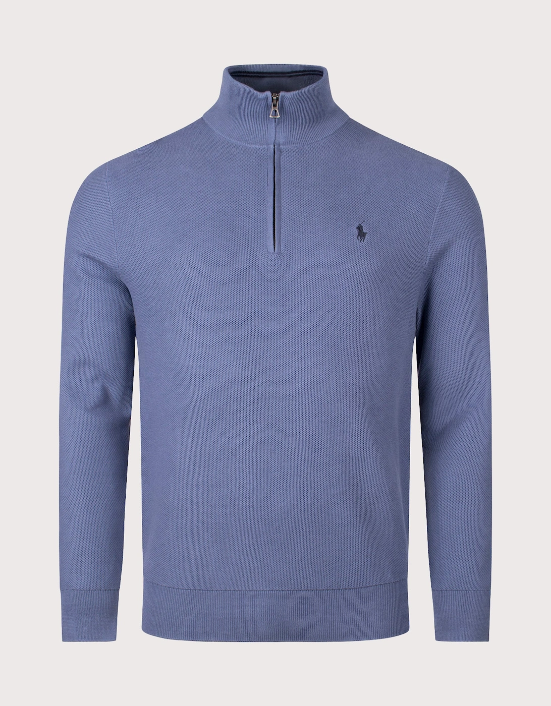 Quarter Zip Contrast Logo Knit Jumper, 4 of 3