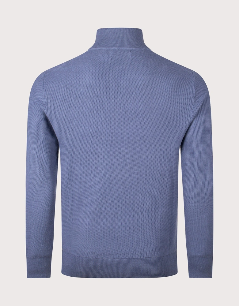 Quarter Zip Contrast Logo Knit Jumper