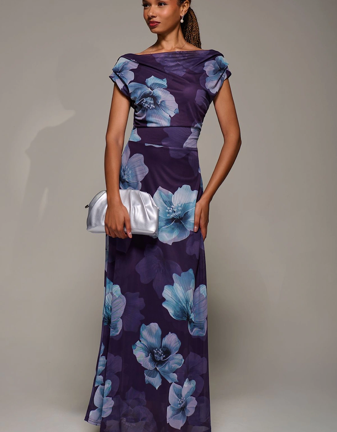 Asymmetric Neck Mesh Maxi Dress, 2 of 1