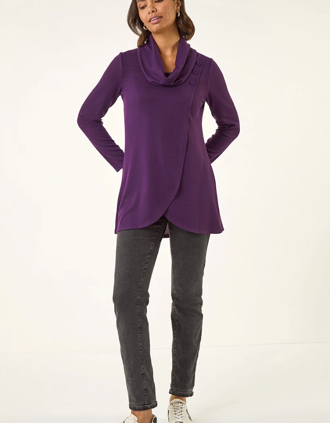 Wrap Front Cowl Neck Top, 2 of 1