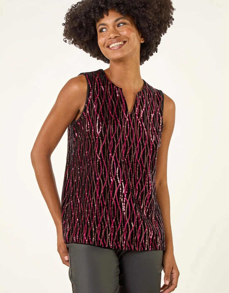 Sequin Velvet Vest Top