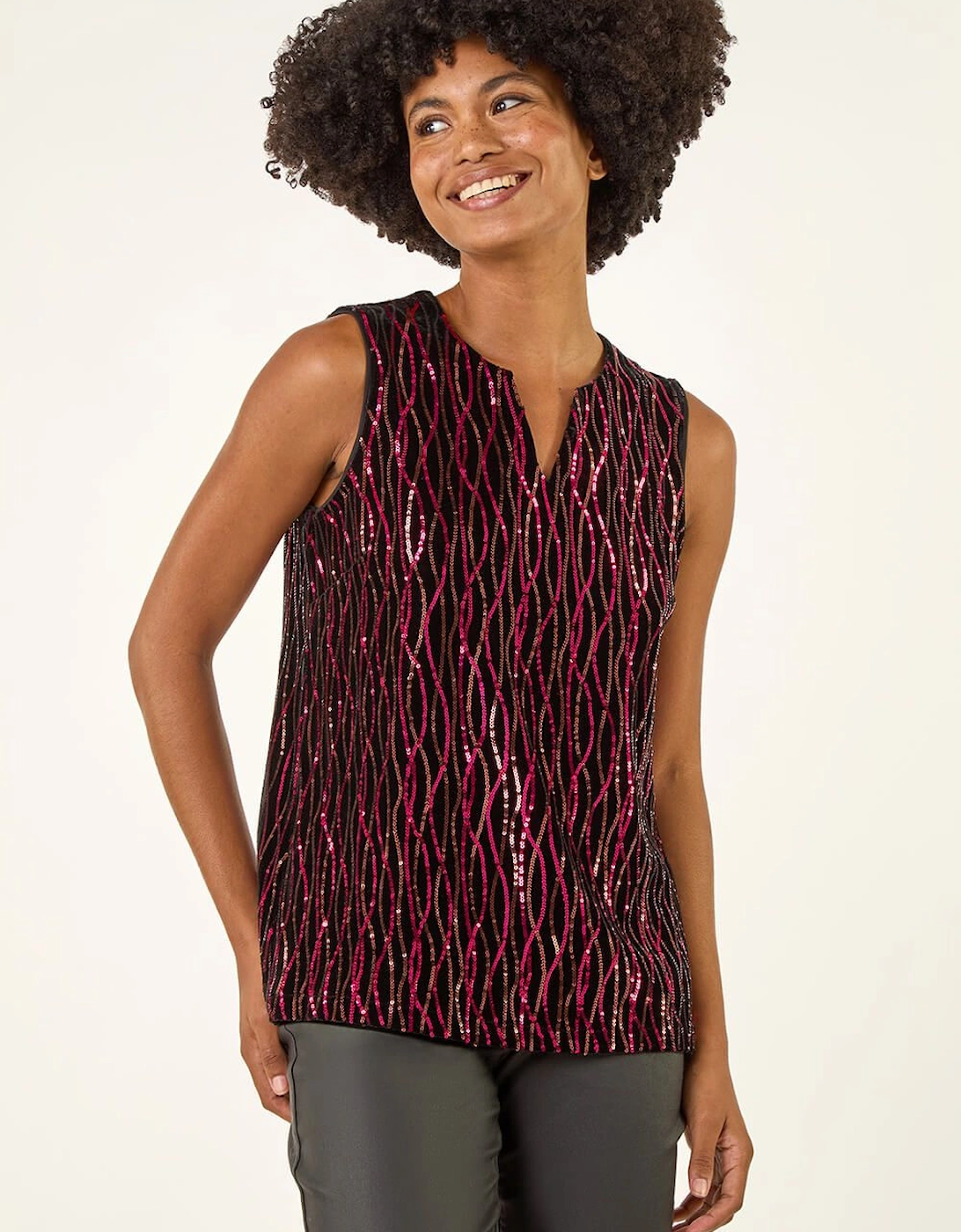 Sequin Velvet Vest Top, 2 of 1