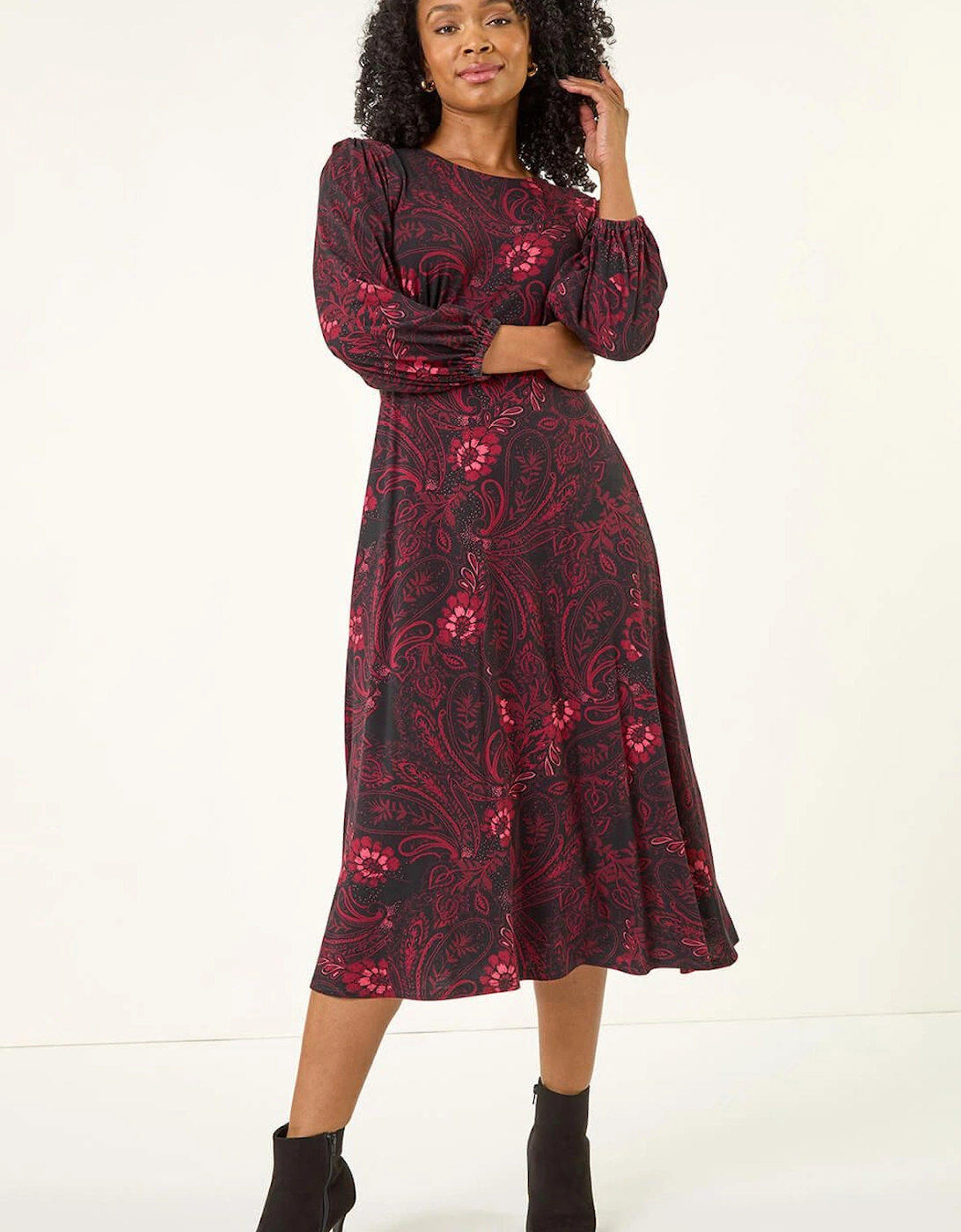 Petite Abstract Print Midi Stretch Dress, 2 of 1