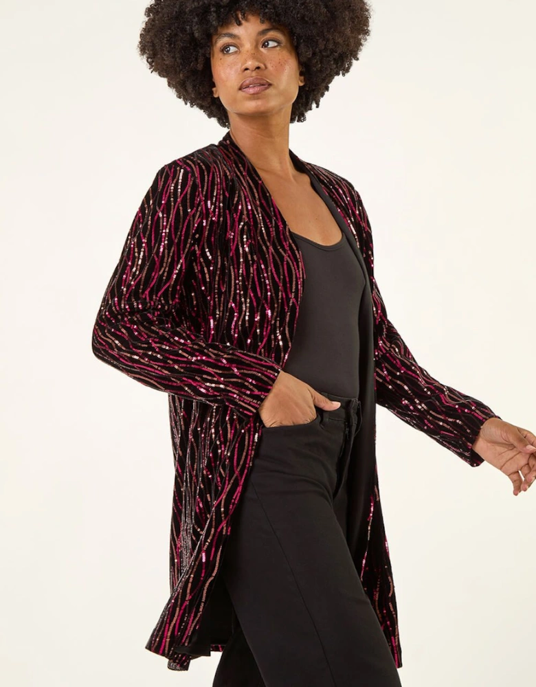 Sequin Velvet Longline Jacket