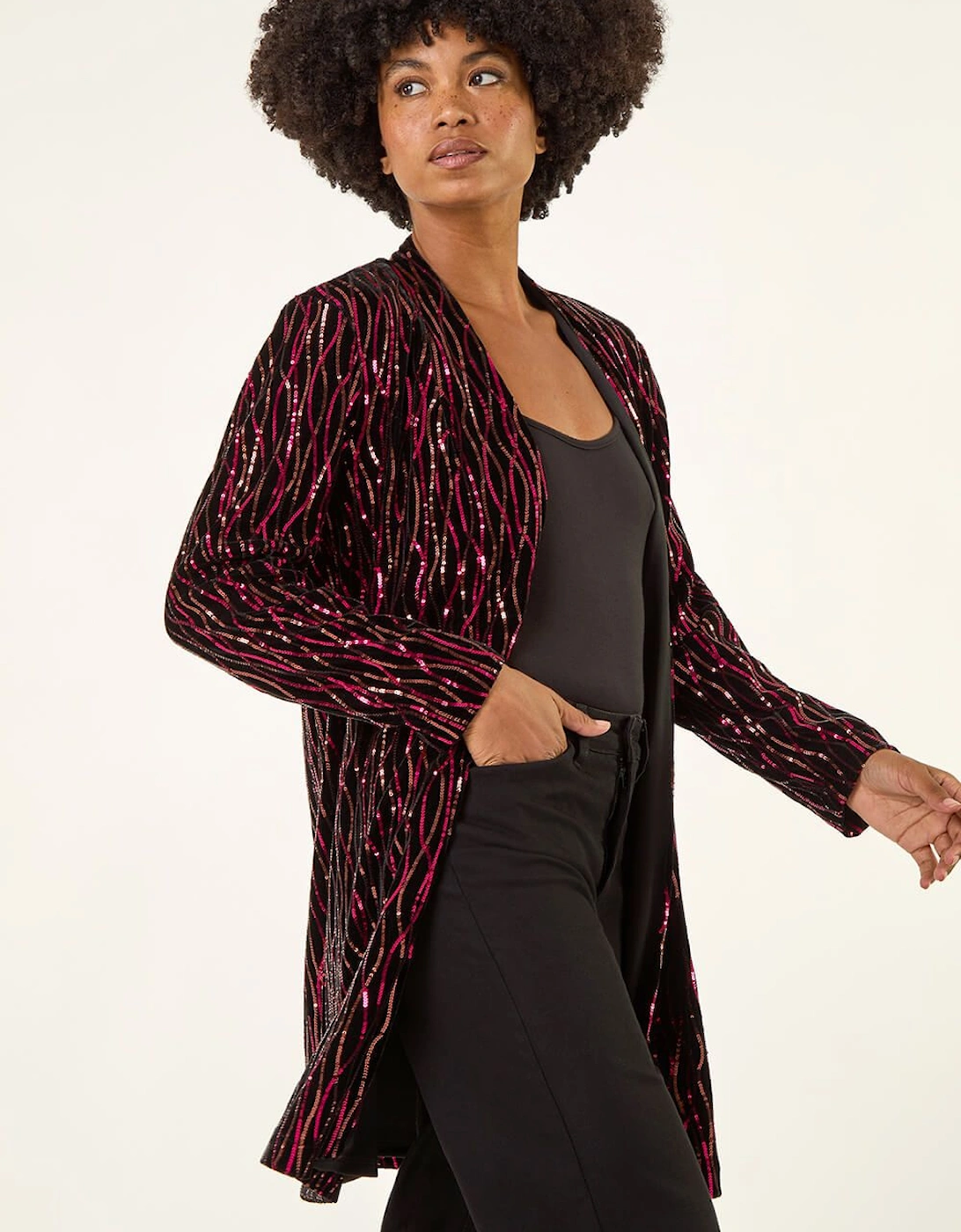 Sequin Velvet Longline Jacket, 2 of 1